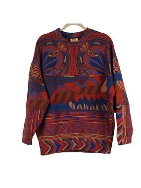 Farm Rio XS Anthropologie Oversized Multicolor Abstract Print Sweatshirt Top